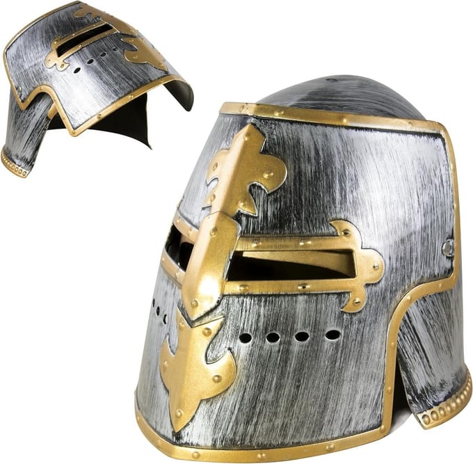 Ridderhelm - Kostuumhelm - Feestelijke Aankleding - Gedetailleerd Ontwerp - One Size - Zilver en Goud
