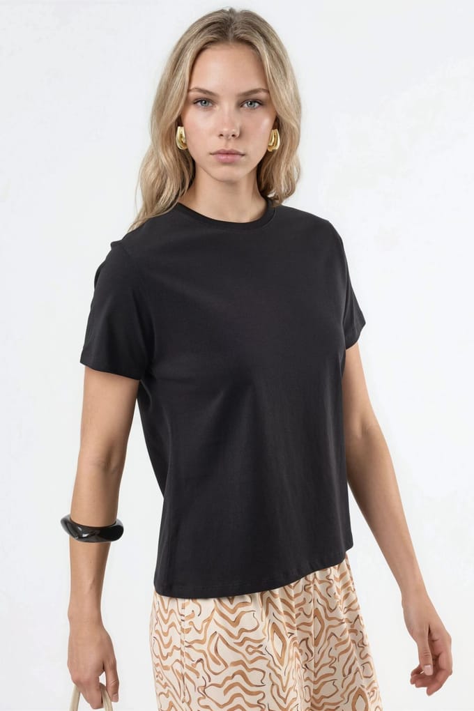 Effen Crew Neck Katoenen T-Shirt