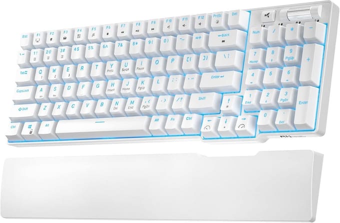96-Key Mechanisch Toetsenbord 90% Layout Hot Swappable Blauwe Backlit met Magnetische Polssteun