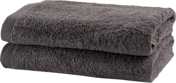 Casilin - Como - set van 2 douchelakens - 70x140cm -  Grey Charcoal - Donkergrijs