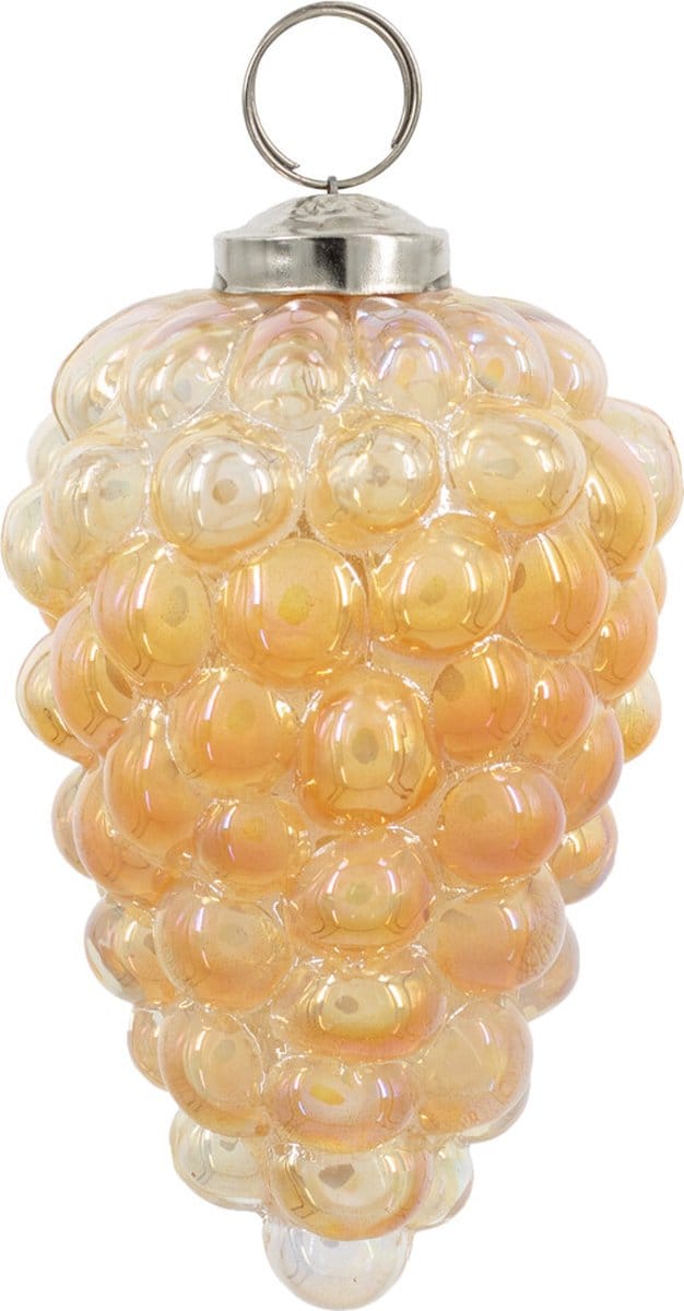 Glazen kerstbal oranje parelmoer