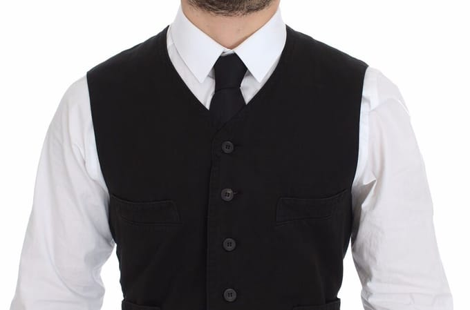 Zwart Katoenen Vest Klassieke Stijl