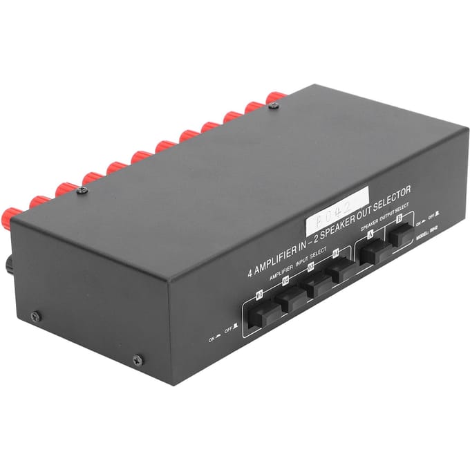 Sélecteur Passif 4 Entrées Amplificateur 2 Sorties Haut-parleur Boîtier Sélecteur Audio pour Lecture de Musique gray