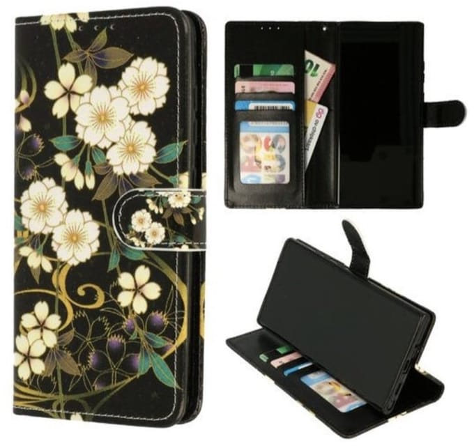 Cityhoesje Bookcase iPhone 14 Pro – Print Bloemen Geel