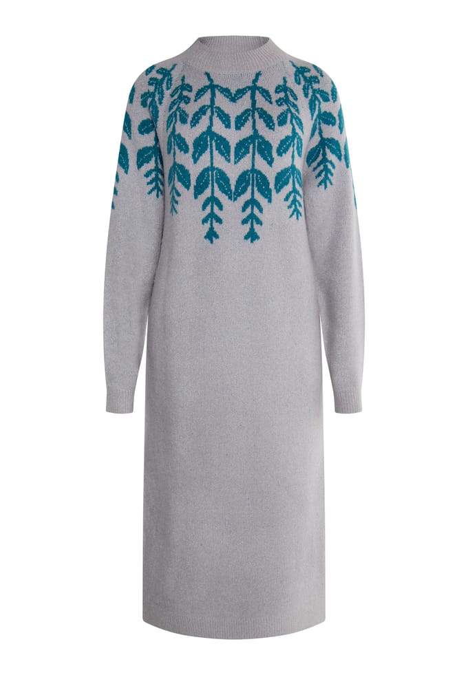 usha Maxi-gebreide jurk Dames Grijs Veelkleurig