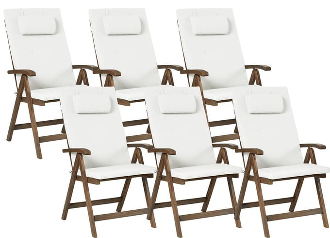 AMANTEA PREMIUM - Tuinstoel set van 6 - Gebroken wit - Acaciahout