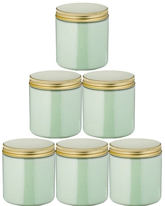 Scrubzout Eucalyptus - 300 gram - Pot met gouden deksel - set van 6 stuks - Hydraterende Lichaamsscrub