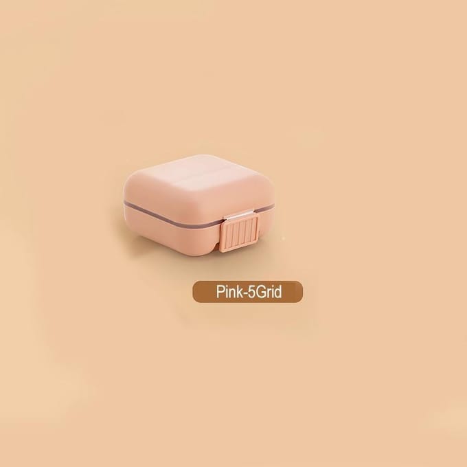 1PCS 5/8Grids Draagbare Veiligheid Pillendoos Tablet Splitters Medicijn Dispenser Verzegelde Container Pillendozen Pillendoos Container 6*6.6*3.4cm roze
