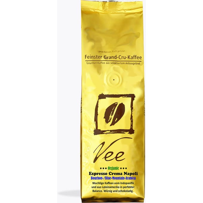 Vee's Espresso Crema Napoli 250 g | Ganze Bohne | Latijns-Amerika, Indo-Pacific | 95% Blue Mountain & 5% Robusta, krachtige biologische espresso