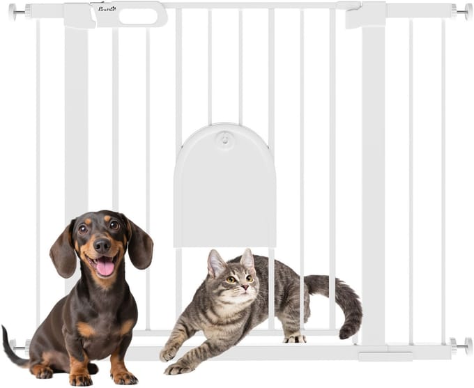 PawHut Huisdierenhek ABS, staal 75-103L x 2B x 76H cm Wit