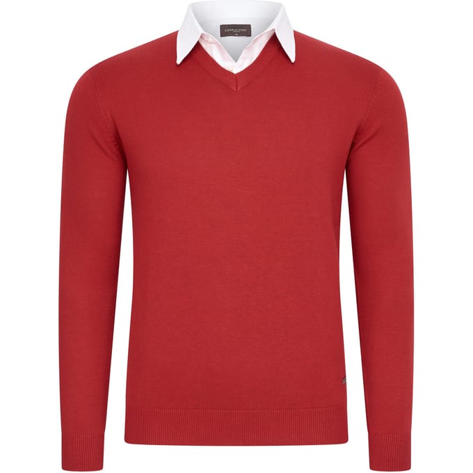 Cappuccino Italia - Heren Trui Pullover Mock - Rood - Maat M