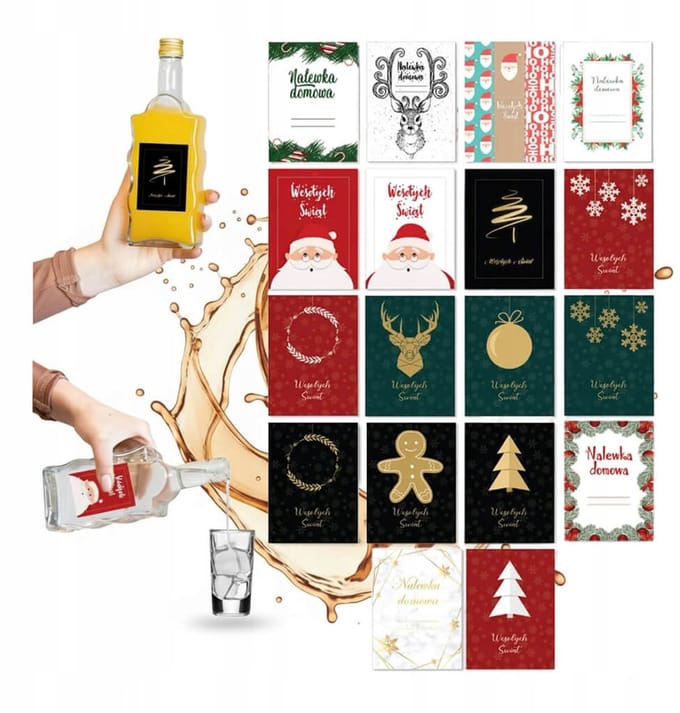 Bimberek - Kerststickers voor flessen - Zelfklevend - Alcohol - Geschenk