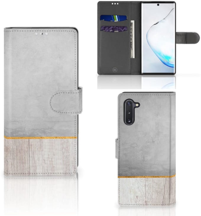 Samsung Galaxy Note 10 Book Style Case Wood Concrete