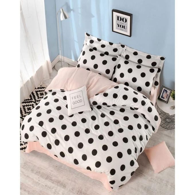 Parure de lit - 1 housse de couette 220 x 240 cm + 2 taies d'oreiller 60 x 60 cm - 65% coton, 35% polyester - Blanc