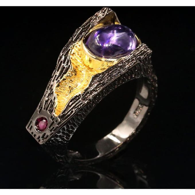Retro Zwart Goud Paarse Edelsteen Ring voor Dames Populaire Bruiloft Feest Dans Sieraden No. 10 black