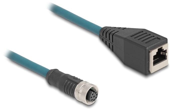 M12 8-pins A-gecodeerd (v) - RJ45 (v) industriële netwerkkabel | CAT5e | PU | 0,50 meter