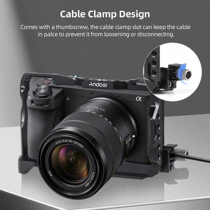 Andoer Camera Cage Aluminiumlegering Camera Video Cage met Magnetische Sleuf Koude Schoenbevestiging Arca zwart