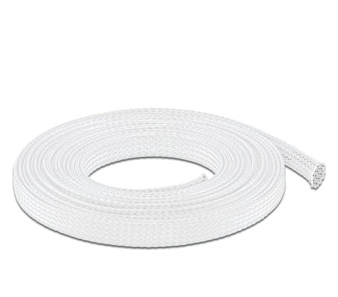 Polyester kabelsleeve | rekbaar | 12mm | wit | 5 meter