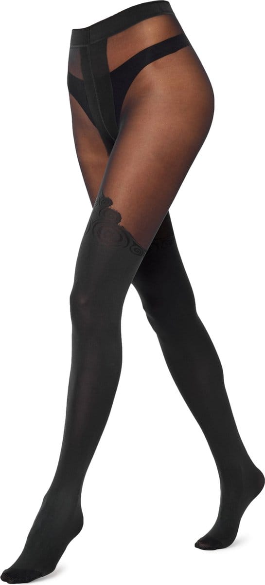 Merry Style MS-GB-389 Dames Panty - 60 DEN-Overknee-Look - Polyamide - Zwart - S