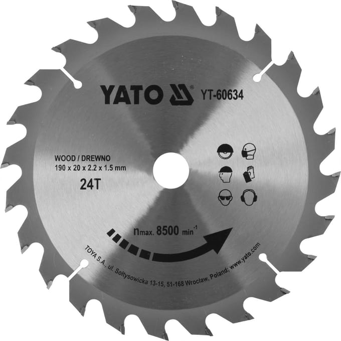 YATO Cirkelzaagblad - 24T - Ø 20mm - binnendiameter 20 mm