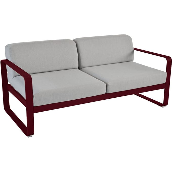 Fermob BELLEVIE 2-zitsbank - B9 zwarte kers - 79 Flanelgrijs