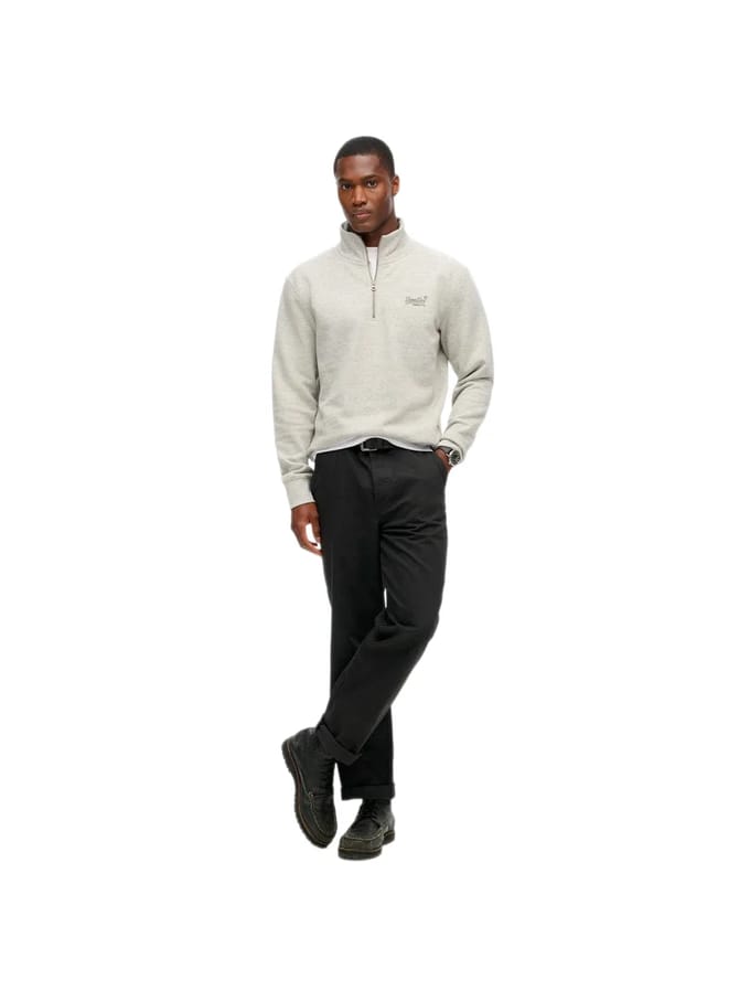 Superdry - Essential sweatshirt met logo en halve rits - Heren - Truien