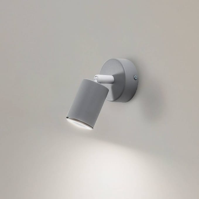 TK Lighting Wandspot Livia, grijs, 13 cm, metaal, verstelbaar, GU10