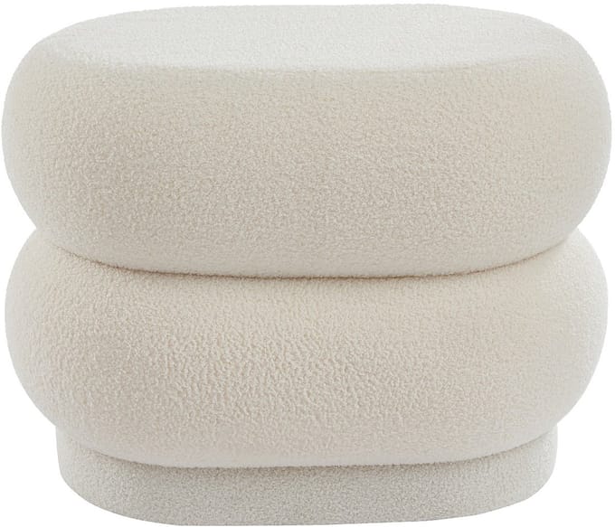 Vente-unique Poef in wit bouclé LECINIO L 60 cm x H 40 cm x D 46 cm