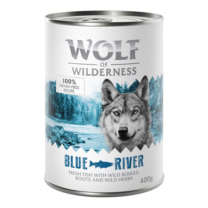 6x400g "Blue River" met Zalm Wolf of Wilderness Hondenvoer