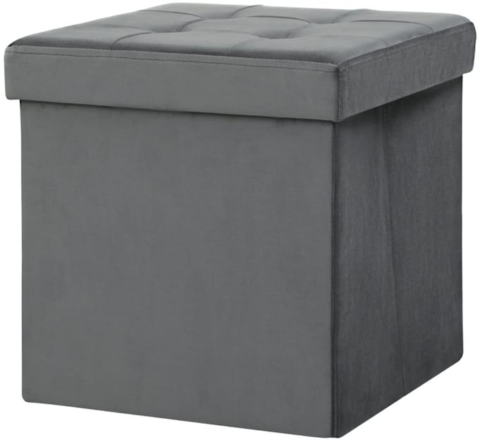 MODFU Poef 38x38x38 cm van polyester, met opbergruimte, grijs