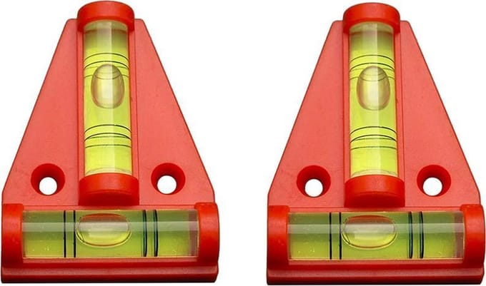 DW4Trading Mini Stelwaterpas Driehoek - Caravan, Camper - T-type Kruis Waterpas - Set van 2 Stuks - Rood