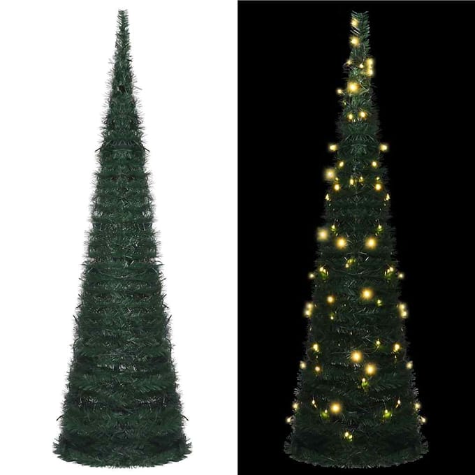 vidaXL - Kunstkerstboom - met - verlichting - pop-up - 210 - cm - groen