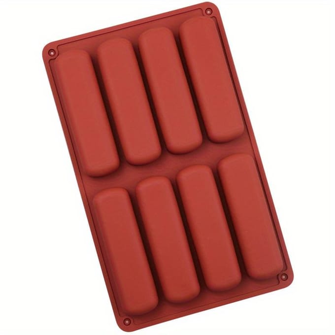 8 Holte Twinkie Siliconen Mal Cake Pan Eclair Puff Bakvorm Antiaanbak Granen Energie Bar Maker Chocolade Truffels Botervorm bruin