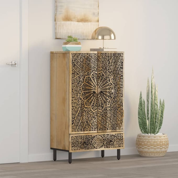 vidaXL - Hoge - kast - 60x33x100 - cm - massief - mangohout