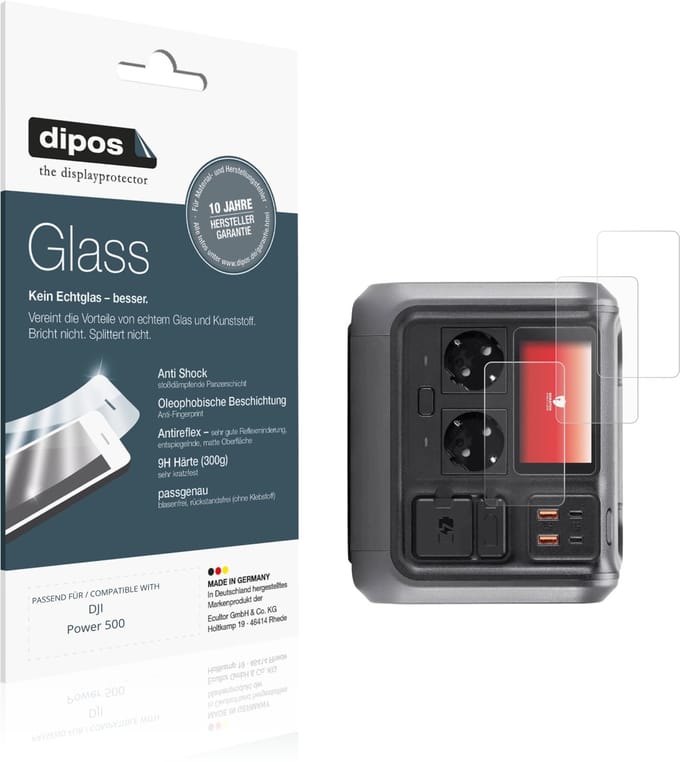 dipos – 2x Matte Pantserfolie geschikt voor DJI Power 500 | 9H Screenprotector