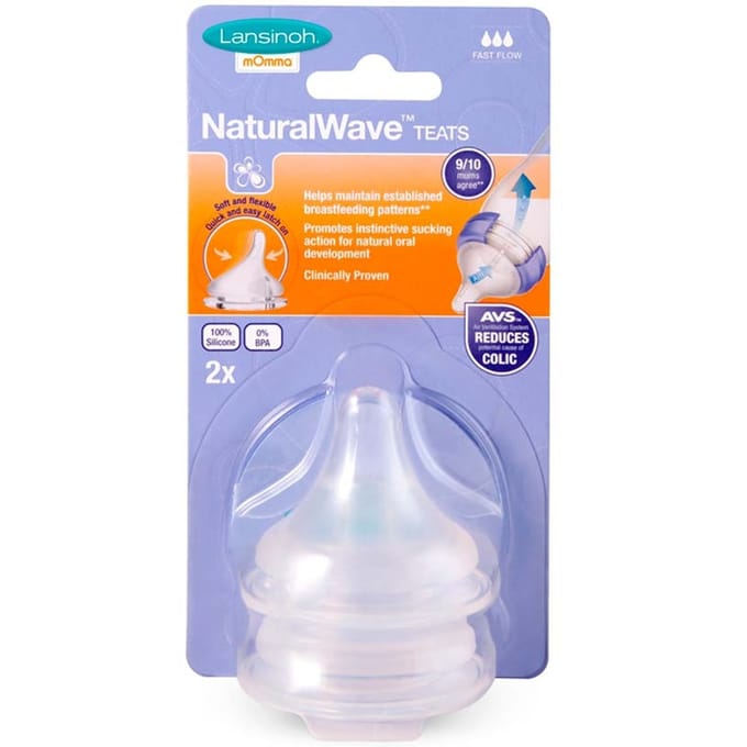 Lansinoh Natural Wave Flesnippel - Fast Flow 2 stuks.