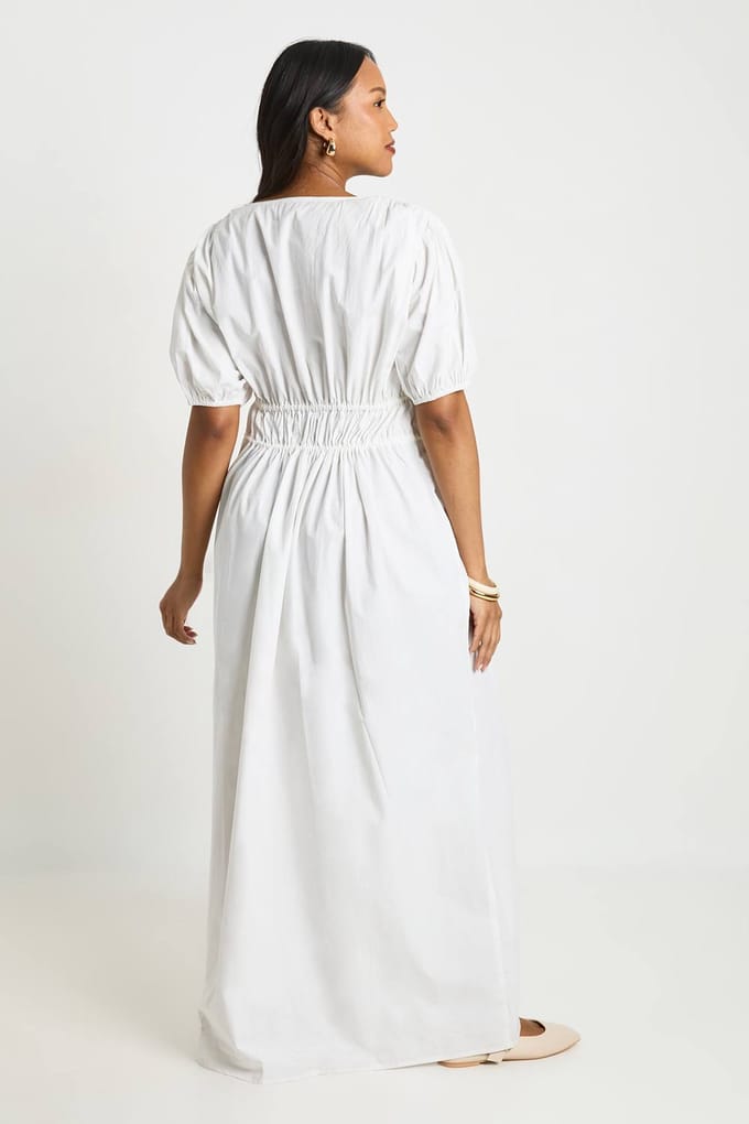 boohoo Dames Zwangerschaps Geplooide Maxi Jurk Met Strikdetail | Wit | Maat: 36