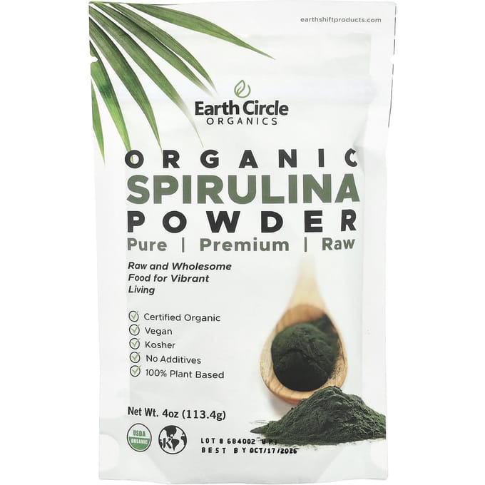 Earth Circle Organics, Biologisch Spirulinapoeder, 4 oz (113 gr)