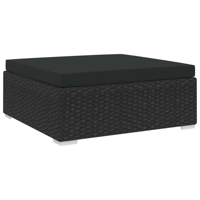vidaXL - Voetensteun - 1 - st - met - kussen - poly - rattan - zwart