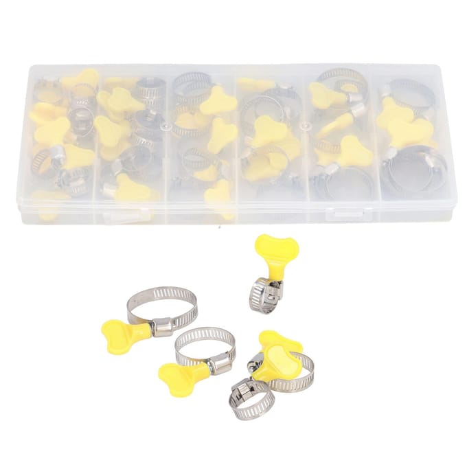 44 Pièces Collier de Serrage à Clé Acier Inoxydable Réutilisable Ajustement Collier de Serrage à Vis Sans Fin Clip pour Pipeline white