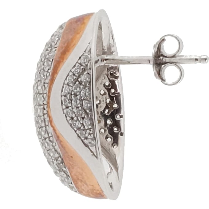 Orphelia Oorbel High-End Micro Pave Zirc. Bicolor Sterling Zilver 925