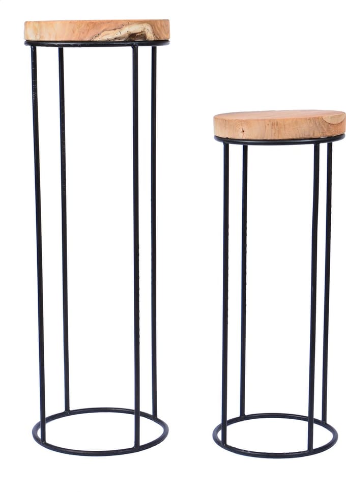 Plantentafel Rond | 2-delig | Handgemaakt van stalen frame & teak top !