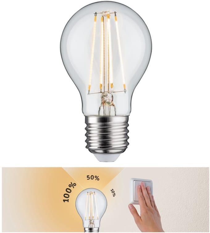 Filament 230 V 3-Step-Dim LED-gloeilamp E27 4x806lm 4x8W 2700K dimbaar Helder