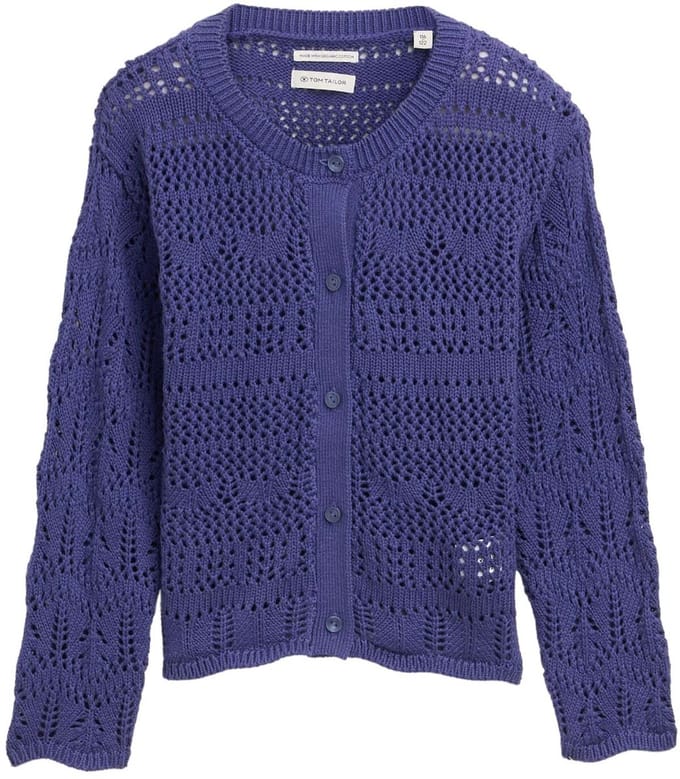 Tom Tailor - Vest met kantpatroon - Maat 104/110 - dark blue harbor