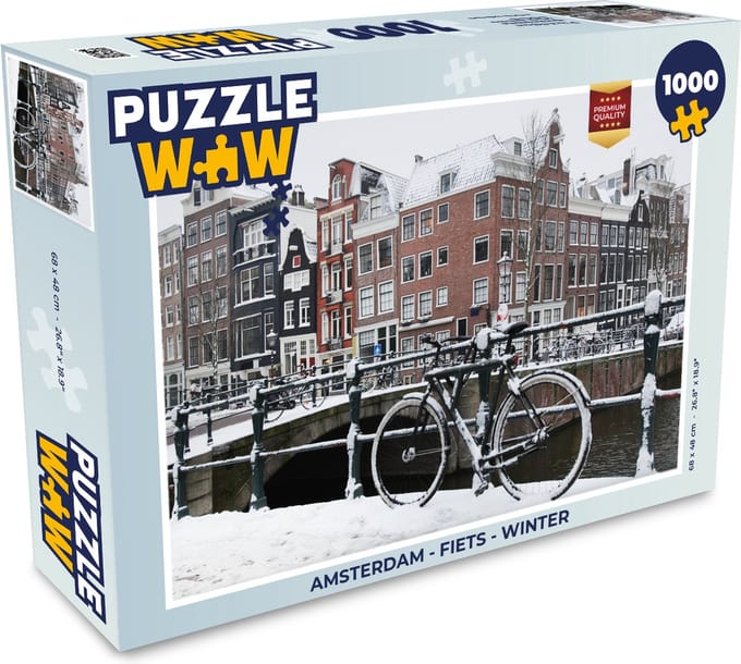 Puzzel Amsterdam - Fiets - Winter - Legpuzzel - Puzzel 1000 stukjes volwassenen