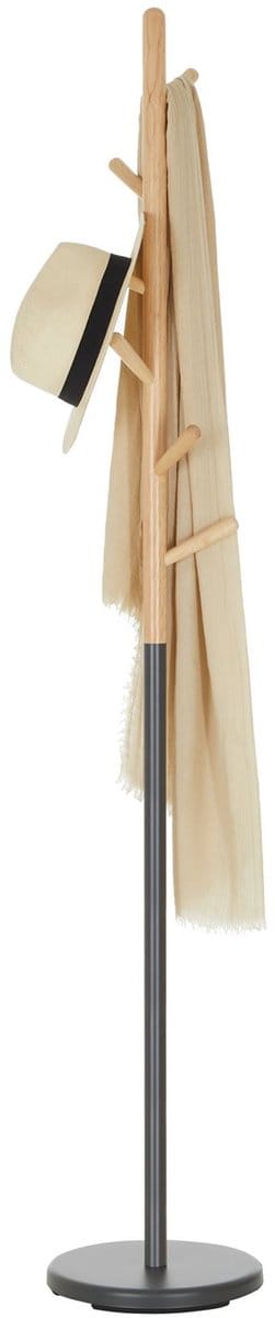 Kledingrek ENRICO met 6 haken – grijs/naturel