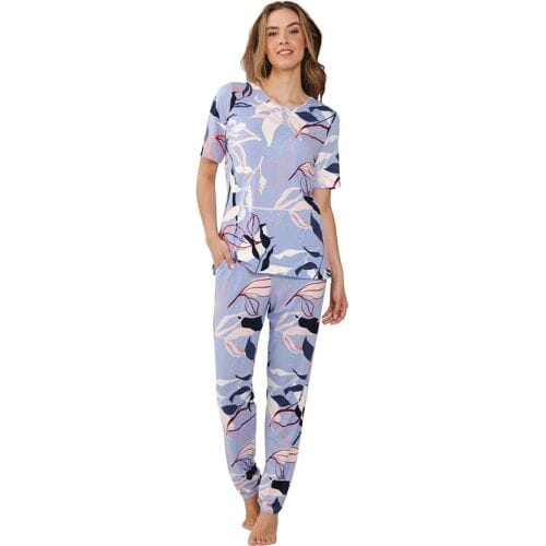Pastunette Premium Pyjama Artistic Floral - EcoVero Viscose - Blauw - Maat 37