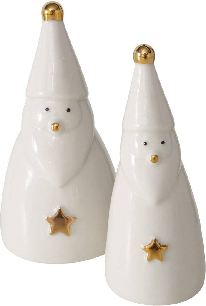 Twee porseleinen figuren JELKI, witte Kerstmannen