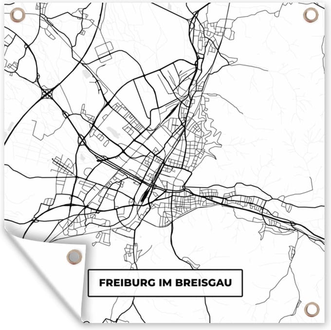 Tuindoek Freiburg im Breisgrau - Kaart - Stadskaart - Plattegrond - 100x100 cm