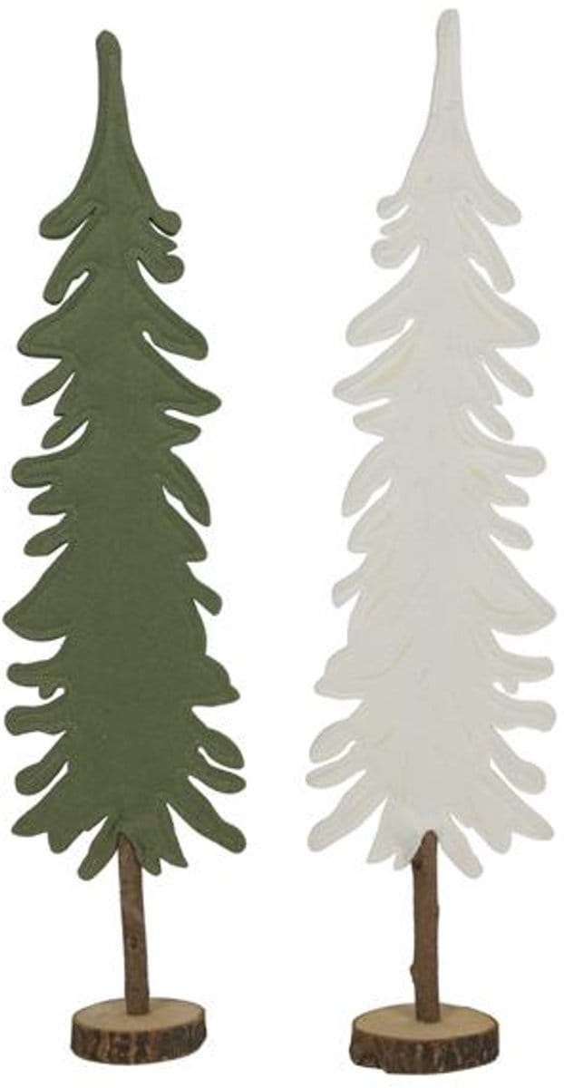 Beeld Vilt kerstboom op stam groen H62cm
